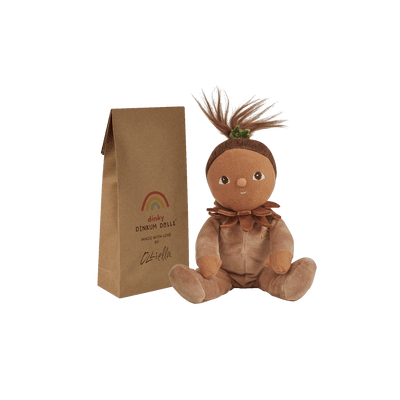 An adorable acorn plush doll from the Dinky Dinkums Forest Friends collection, perfect for snuggling and imaginative play. Collectable, soft and cuddly woodland toy, ideal bedtime companion for toddlers.