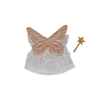 Dinkum Dolls Pearl Fairy Outfit Set with blush velvet wings, star-speckled tulle dress, and a gold star wand for magical doll dress-up