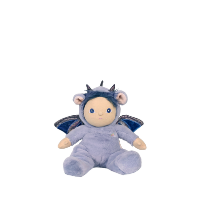 Plush toy dragon on a white background