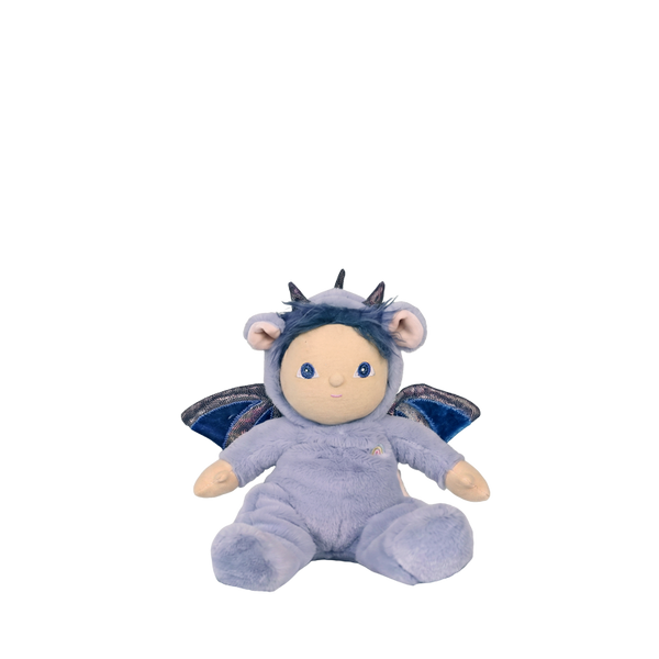 Plush toy dragon on a white background