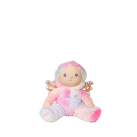 Plush toy angel with pink and white outfit on a white background