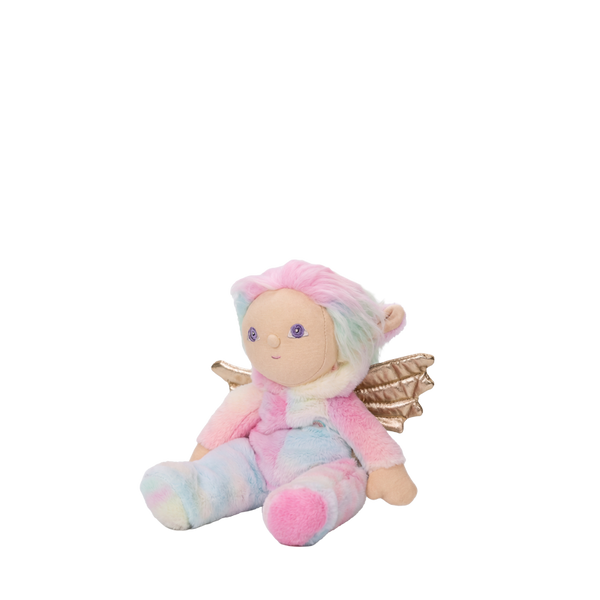 Plush toy fairy with pastel colors on a white background