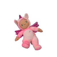 Pink fairy plush toy with a white background