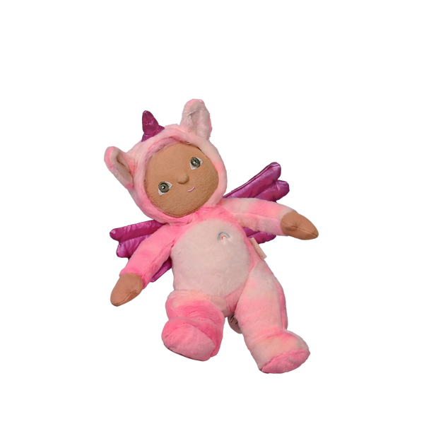 Pink fairy plush toy with a white background