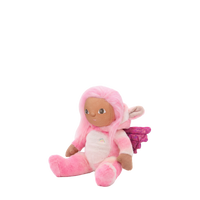 Plush toy with pink hair and wings on a white background