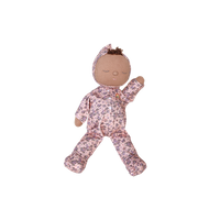 Baby doll in a floral outfit on a white background