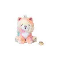 Plush toy llama with pastel colors on a white background