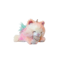 Plush toy unicorn with pastel colors on a white background