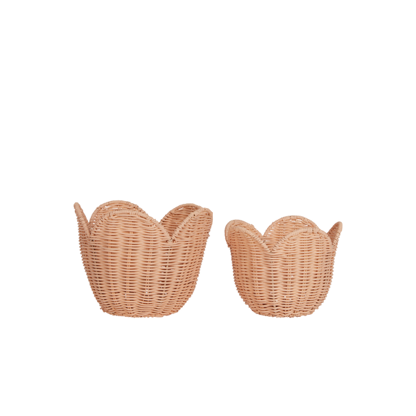 Rattan Lily Basket Set - Seashell Pink by Olli Ella US