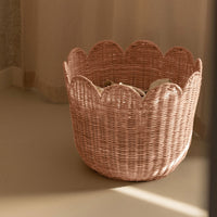 Rattan Tulip Basket - Seashell Pink