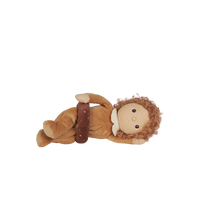Limited-edition, palm sized, collectable kids plush toy. Darcy Donut is a chocolate donut weighted plush toy in a velvet onsie, perfect for imaginative kids play.