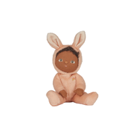 A soft, cuddly plush bunny toy with a apricot-colored coat, perfect for small hands and imaginative play. Perfectly weighted and collectable easter-themed plush toy.