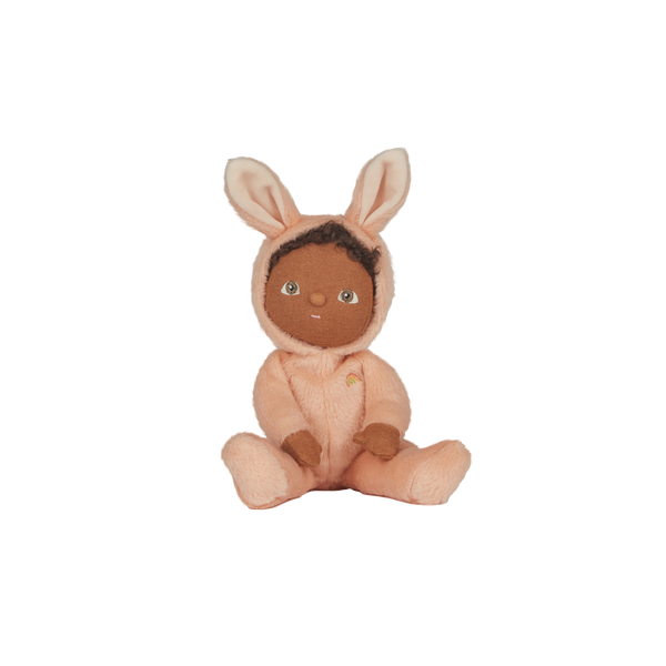 A soft, cuddly plush bunny toy with a apricot-colored coat, perfect for small hands and imaginative play. Perfectly weighted and collectable easter-themed plush toy.