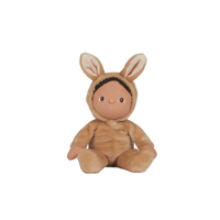 Dinky Dinkums Bucky Bunny plush doll in soft latte brown bunny suit with long ears seated facing forward for kids and Easter gifting