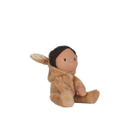 Dinky Dinkums Bucky Bunny plush doll in latte with soft tan fur and long floppy ears, seated and ready for cuddles and imaginative play.
