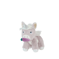 Lavender plush unicorn toy with a shimmering horn, white mane, soft wings, blue eyes, and white hooves from Dinkum Unicorns