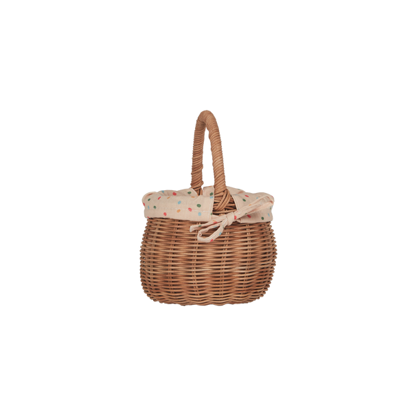 Rattan Berry Basket with Lining - Gumdrop