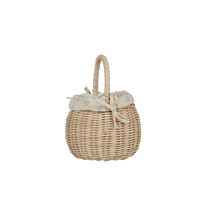 Easter-themed handwoven rattan basket with flower fabric lining. Designed for kids to carry their favourite toys and trinkets, forage on outdoor adventures or as a home décor storage solution.