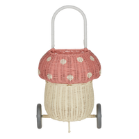 Olli Ella Rattan Mushroom Luggy - musk and white coloured