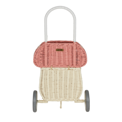 Olli Ella Rattan Mushroom Luggy - musk and white coloured