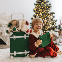 Olli Ella Christmas theme See-ya Wash Bag in forest green in christmas setting