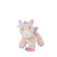 Dinkum Pets plush unicorn with pastel wings and a pink magnetic carrot accessory for imaginative play and snacking adventures