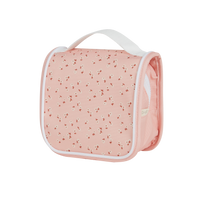 Pink daisy printed kids travel toiletry bag. Functional wash bag for kids sleepovers, school camps, daycare and holidays.