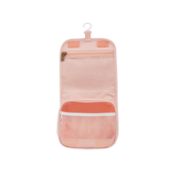 Pink daisy printed kids travel toiletry bag. Functional wash bag for kids sleepovers, school camps, daycare and holidays.