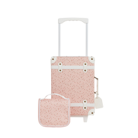 The ultimate pink flower printed travel toiletry bag for kids. Ideal for sleepovers, school camps, and daycare, it keeps essentials tidy and ready for fun.  
