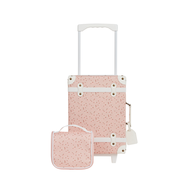 The ultimate pink flower printed travel toiletry bag for kids. Ideal for sleepovers, school camps, and daycare, it keeps essentials tidy and ready for fun.  